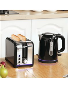 HOMCOM Simple Polished Toaster and Kettle Set - Black 2