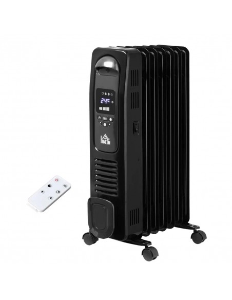 Homcom 1630W Digital Oil Filled Radiator with 7 Fin, LED Display, Built-in Timer, 3 Heat Settings, Remote, Black - pic 16897 | FastDaddyshop