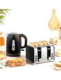HOMCOM Kettle and Toaster Set, 1.7L 3000W Rapid Boil Jug Kettle with Otter Thermostat, Limescale Filter, 4 Slice Toaster with 7  2