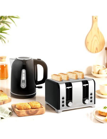 HOMCOM Kettle and Toaster Set, 1.7L 3000W Rapid Boil Jug Kettle with Otter Thermostat, Limescale Filter, 4 Slice Toaster with 7  - pic 168977 | FastDaddyshop