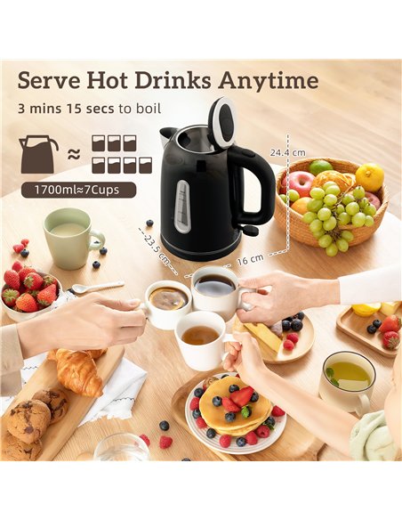HOMCOM Kettle and Toaster Set, 1.7L 3000W Rapid Boil Jug Kettle with Otter Thermostat, Limescale Filter, 4 Slice Toaster with 7  - pic 168979 | FastDaddyshop