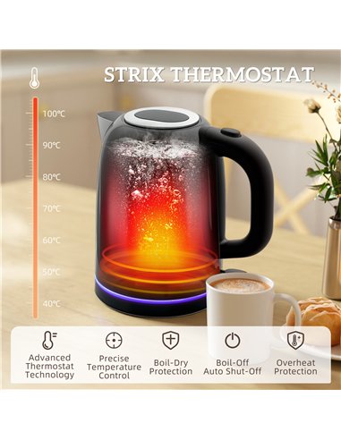 HOMCOM Kettle and Toaster Set, 1.7L 3000W Rapid Boil Jug Kettle with Otter Thermostat, Limescale Filter, 4 Slice Toaster with 7 