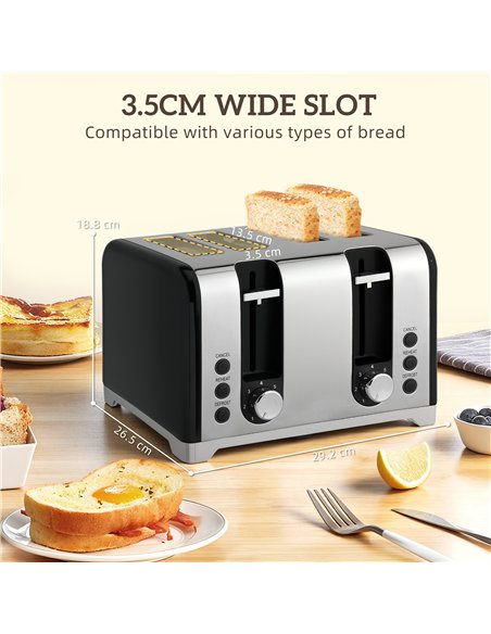 HOMCOM Kettle and Toaster Set, 1.7L 3000W Rapid Boil Jug Kettle with Otter Thermostat, Limescale Filter, 4 Slice Toaster with 7  - pic 168983 | FastDaddyshop