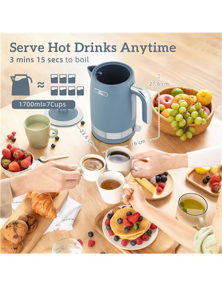 HOMCOM Sleek Textured Kettle and Four-Slice Toaster Set - Blue - pic 168988 | FastDaddyshop