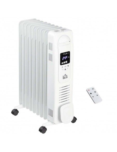 Homcom 2180W Digital Oil Filled Radiator with 9 Fin, LED Display, Timer, Safety Cut-Off, Remote, White - pic 16899 | FastDaddyshop
