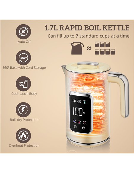 HOMCOM Touch Screen Kettle and Toaster Set - Cream - pic 168997 | FastDaddyshop