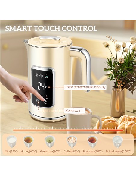 HOMCOM Touch Screen Kettle and Toaster Set - Cream - pic 168998 | FastDaddyshop