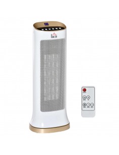 Homcom Ceramic 45° Oscillating Space Heater with Remote, Timer, LED Panel, White