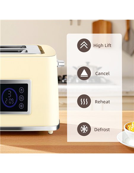 HOMCOM Touch Screen Kettle and Toaster Set - Cream - pic 169000 | FastDaddyshop