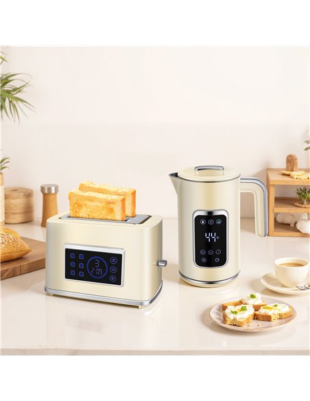 HOMCOM Touch Screen Kettle and Toaster Set - Cream - pic 169002 | FastDaddyshop