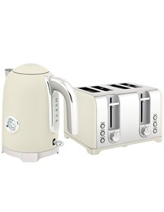HOMCOM Retro 3000W Kettle and Toaster Set - Grey