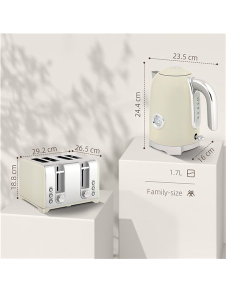 HOMCOM Retro 3000W Kettle and Toaster Set - Grey - pic 169005 | FastDaddyshop