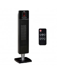 Homcom Ceramic Tower Oscillating Space Heater with Remote, Timer, Tip-Over, Overheat Protection, Black