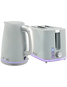 HOMCOM Modern Kettle and Toaster Set - Grey