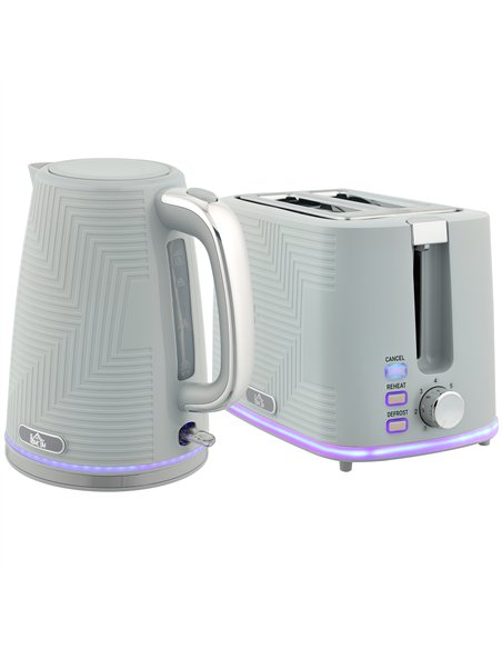 HOMCOM Modern Kettle and Toaster Set - Grey - pic 169012 | FastDaddyshop