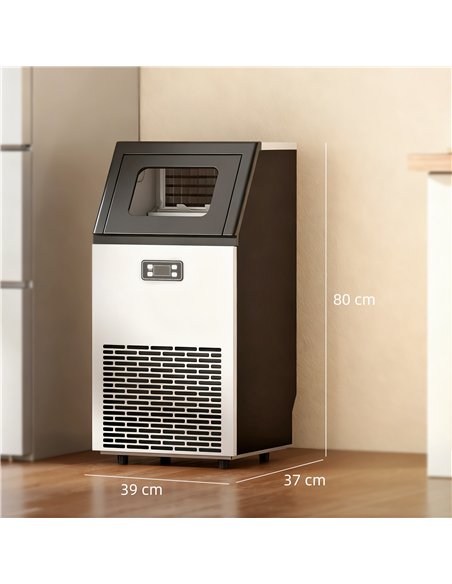 HOMCOM Commercial Ice Maker Machine, Freestanding Stainless Steel Ice Machine with Self-Cleaning, LCD Display, 45kg/24 Hours and - pic 169023 | FastDaddyshop