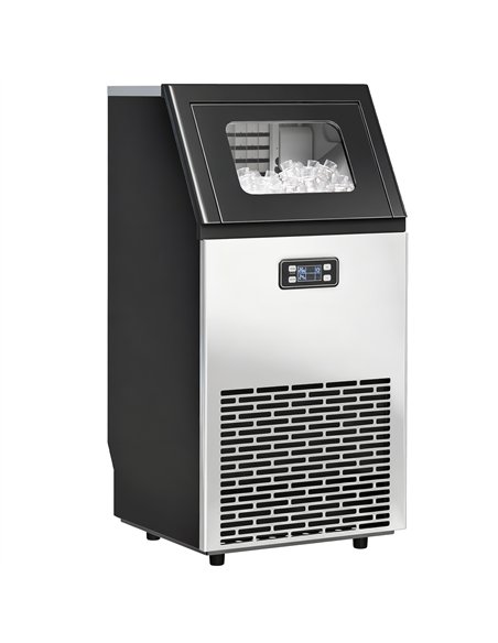 HOMCOM Commercial Ice Maker Machine, Freestanding Stainless Steel Ice Machine with Self-Cleaning, LCD Display, 45kg/24 Hours and - pic 169024 | FastDaddyshop