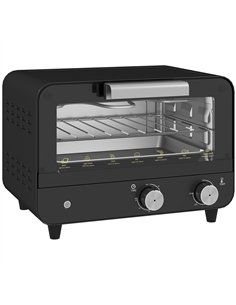 HOMCOM Small Toaster Oven, 12L Multifunction Mini Countertop Oven with Glass Door, Adjustable Temperature and Timer, Black