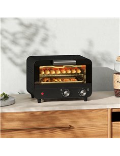HOMCOM Small Toaster Oven, 12L Multifunction Mini Countertop Oven with Glass Door, Adjustable Temperature and Timer, Black 2
