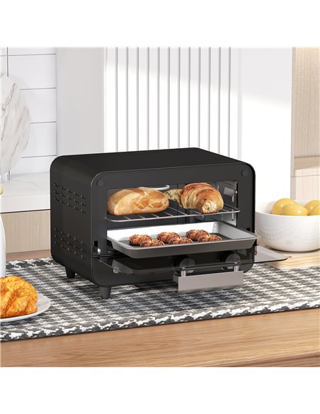 HOMCOM Small Toaster Oven, 12L Multifunction Mini Countertop Oven with Glass Door, Adjustable Temperature and Timer, Black - pic 169034 | FastDaddyshop