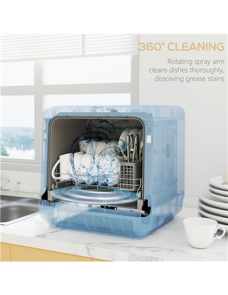 HOMCOM 6L Five-Mode Tabletop Dishwasher - White - pic 169041 | FastDaddyshop