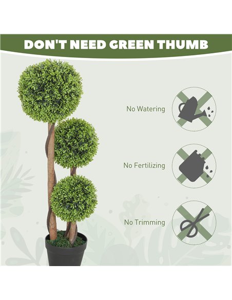 HOMCOM Decorative Artificial Trees Boxwood Ball Topiary Trees Set of 2 in Pot, Fake Plants for Home Indoor Outdoor Decor - pic 169049 | FastDaddyshop