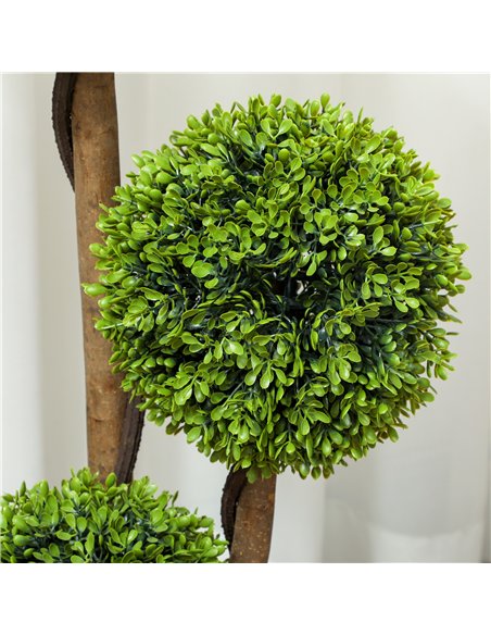 HOMCOM Decorative Artificial Trees Boxwood Ball Topiary Trees Set of 2 in Pot, Fake Plants for Home Indoor Outdoor Decor - pic 169052 | FastDaddyshop