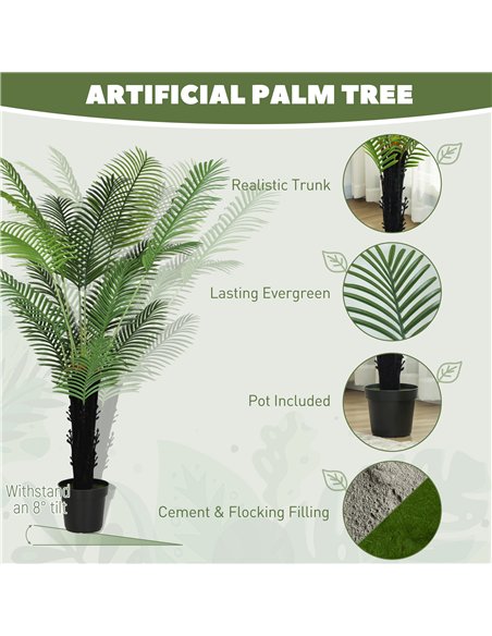 HOMCOM 175cm Artificial Areca Palm Tree with 16 PE Leaves, Decorative Artificial Plant with Plastic Pot and Flocked Soil, Fake P - pic 169065 | FastDaddyshop