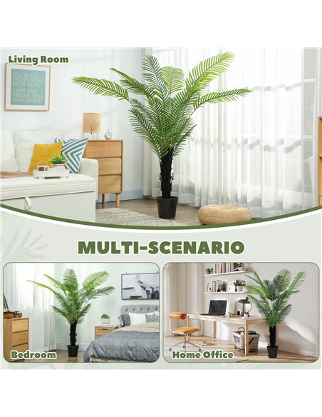 HOMCOM 175cm Artificial Areca Palm Tree with 16 PE Leaves, Decorative Artificial Plant with Plastic Pot and Flocked Soil, Fake P - pic 169066 | FastDaddyshop