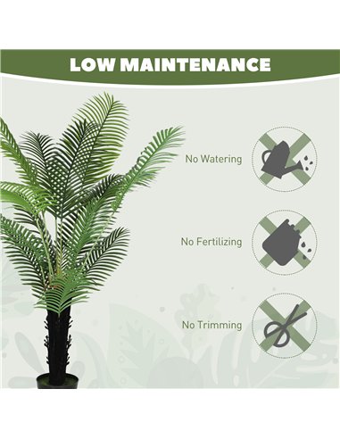 HOMCOM 175cm Artificial Areca Palm Tree with 16 PE Leaves, Decorative Artificial Plant with Plastic Pot and Flocked Soil, Fake P