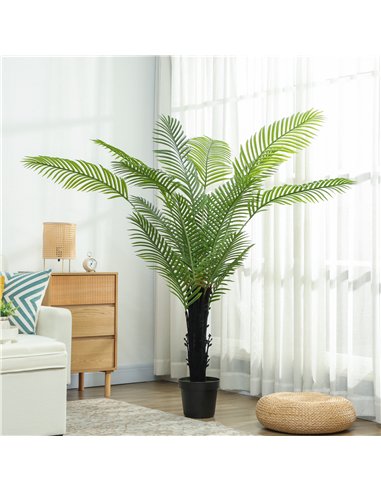 HOMCOM 175cm Artificial Areca Palm Tree with 16 PE Leaves, Decorative Artificial Plant with Plastic Pot and Flocked Soil, Fake P