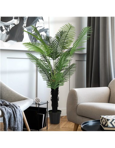 HOMCOM 175cm Artificial Areca Palm Tree with 16 PE Leaves, Decorative Artificial Plant with Plastic Pot and Flocked Soil, Fake P