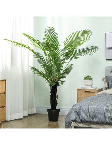 HOMCOM 175cm Artificial Areca Palm Tree with 16 PE Leaves, Decorative Artificial Plant with Plastic Pot and Flocked Soil, Fake P