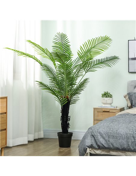 HOMCOM 175cm Artificial Areca Palm Tree with 16 PE Leaves, Decorative Artificial Plant with Plastic Pot and Flocked Soil, Fake P - pic 169070 | FastDaddyshop