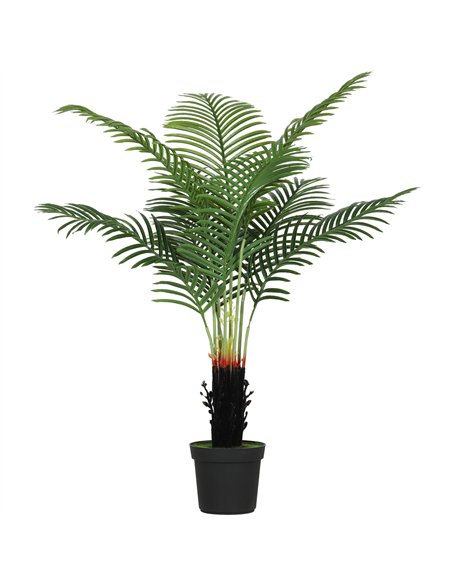 HOMCOM 120cm Artificial Areca Palm Tree with 9 PE Leaves, Decorative Artificial Plant with Plastic Pot and Flocked Soil, Fake Pl - pic 169071 | FastDaddyshop