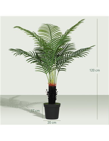 HOMCOM 120cm Artificial Areca Palm Tree with 9 PE Leaves, Decorative Artificial Plant with Plastic Pot and Flocked Soil, Fake Pl