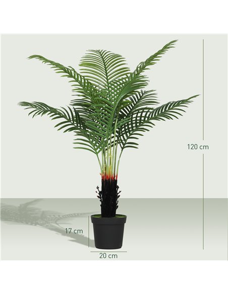 HOMCOM 120cm Artificial Areca Palm Tree with 9 PE Leaves, Decorative Artificial Plant with Plastic Pot and Flocked Soil, Fake Pl - pic 169073 | FastDaddyshop