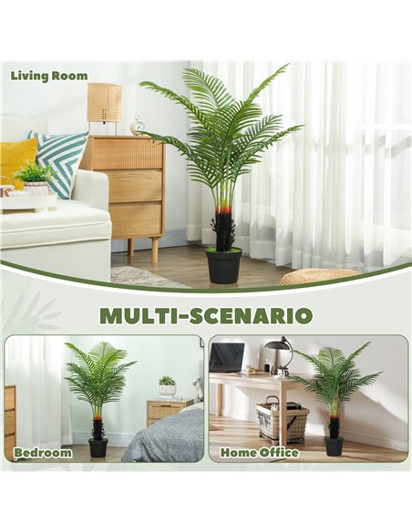 HOMCOM 120cm Artificial Areca Palm Tree with 9 PE Leaves, Decorative Artificial Plant with Plastic Pot and Flocked Soil, Fake Pl - pic 169075 | FastDaddyshop