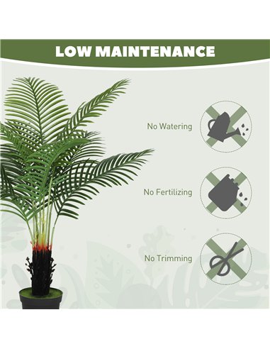 HOMCOM 120cm Artificial Areca Palm Tree with 9 PE Leaves, Decorative Artificial Plant with Plastic Pot and Flocked Soil, Fake Pl