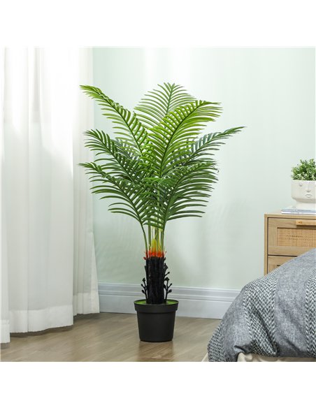HOMCOM 120cm Artificial Areca Palm Tree with 9 PE Leaves, Decorative Artificial Plant with Plastic Pot and Flocked Soil, Fake Pl - pic 169077 | FastDaddyshop