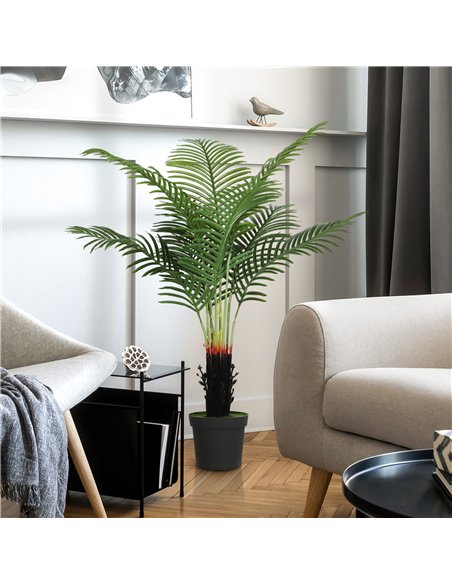 HOMCOM 120cm Artificial Areca Palm Tree with 9 PE Leaves, Decorative Artificial Plant with Plastic Pot and Flocked Soil, Fake Pl - pic 169078 | FastDaddyshop