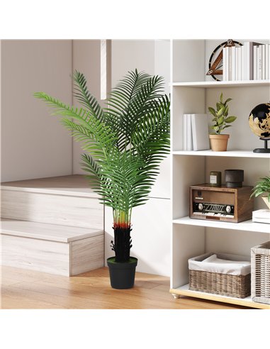 HOMCOM 150cm Artificial Areca Palm Tree with 12 PE Leaves, Decorative Artificial Plant with Plastic Pot and Flocked Soil, Fake P