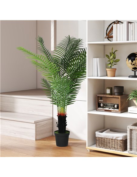 HOMCOM 150cm Artificial Areca Palm Tree with 12 PE Leaves, Decorative Artificial Plant with Plastic Pot and Flocked Soil, Fake P - pic 169081 | FastDaddyshop