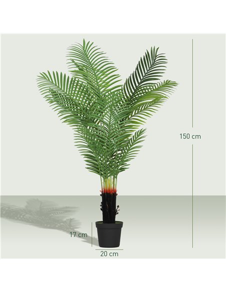 HOMCOM 150cm Artificial Areca Palm Tree with 12 PE Leaves, Decorative Artificial Plant with Plastic Pot and Flocked Soil, Fake P - pic 169082 | FastDaddyshop