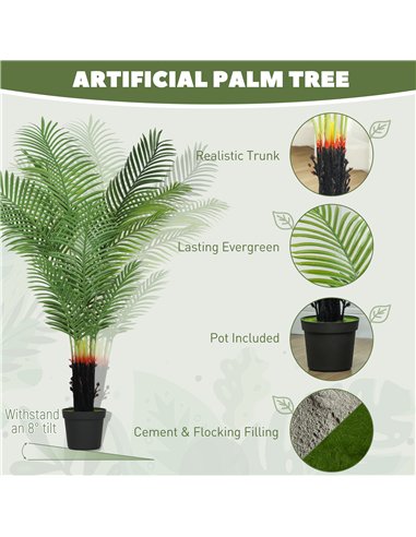 HOMCOM 150cm Artificial Areca Palm Tree with 12 PE Leaves, Decorative Artificial Plant with Plastic Pot and Flocked Soil, Fake P