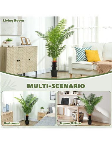 HOMCOM 150cm Artificial Areca Palm Tree with 12 PE Leaves, Decorative Artificial Plant with Plastic Pot and Flocked Soil, Fake P