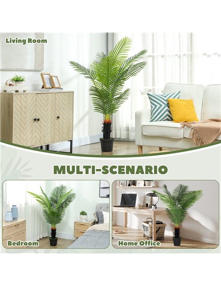 HOMCOM 150cm Artificial Areca Palm Tree with 12 PE Leaves, Decorative Artificial Plant with Plastic Pot and Flocked Soil, Fake P - pic 169084 | FastDaddyshop