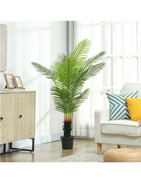 HOMCOM 150cm Artificial Areca Palm Tree with 12 PE Leaves, Decorative Artificial Plant with Plastic Pot and Flocked Soil, Fake P - pic 169086 | FastDaddyshop