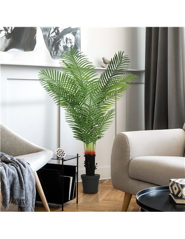 HOMCOM 150cm Artificial Areca Palm Tree with 12 PE Leaves, Decorative Artificial Plant with Plastic Pot and Flocked Soil, Fake P