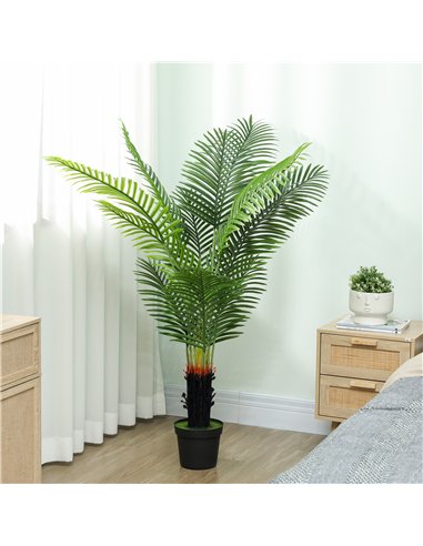 HOMCOM 150cm Artificial Areca Palm Tree with 12 PE Leaves, Decorative Artificial Plant with Plastic Pot and Flocked Soil, Fake P